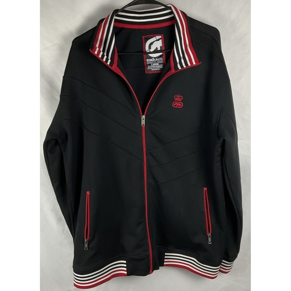Echo Unltd Full Zip Track Jacket Crown Rhino Logo Mens Black Red StreetwearLarge